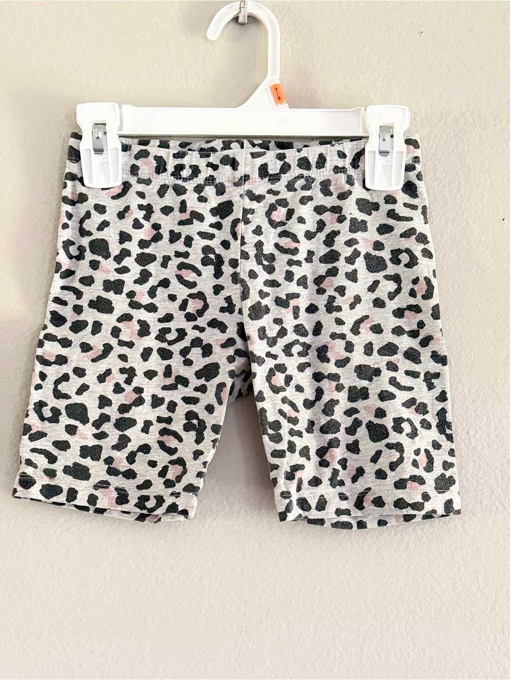 Epic Threads Girls' Grey Leopard Print Bike Shorts with Pink Accents